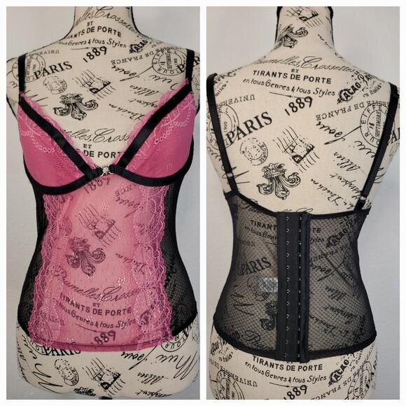 Rampage Lace Overlaid Corset Top SZ 34C Goth Ravewear Sheer Romantic Fairy Y2K - Picture 1 of 9